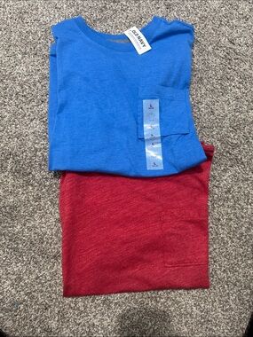 Old Navy Blue and Red Short Sleeve Pocket Tees